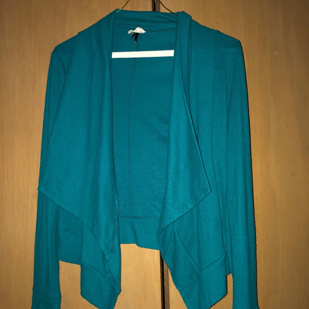 ⭐️Check and Stripe Teal Open Sweater-Extra Small⭐️